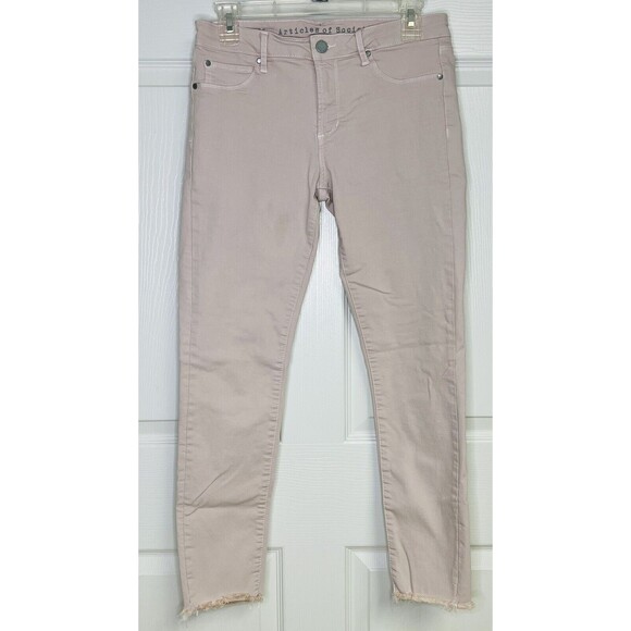 Articles of Society Los Angeles Jeans Size 27 Pink Cutoff Crop Dana Point FLAW - Picture 1 of 10